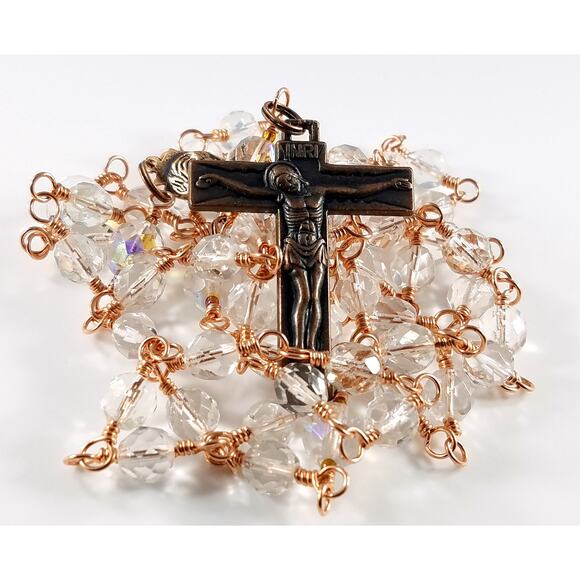 Madonna Child Sacred Heart of Jesus 5 Decade Rosary, Copper Crucifix - Picture 10 of 10